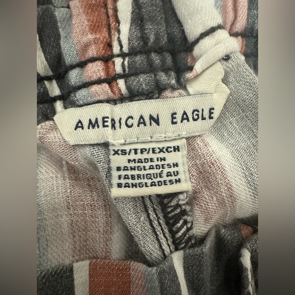 American Eagle Linen Blend Jogger Pants XS Striped Elastic Waist Casual - Picture 3 of 6